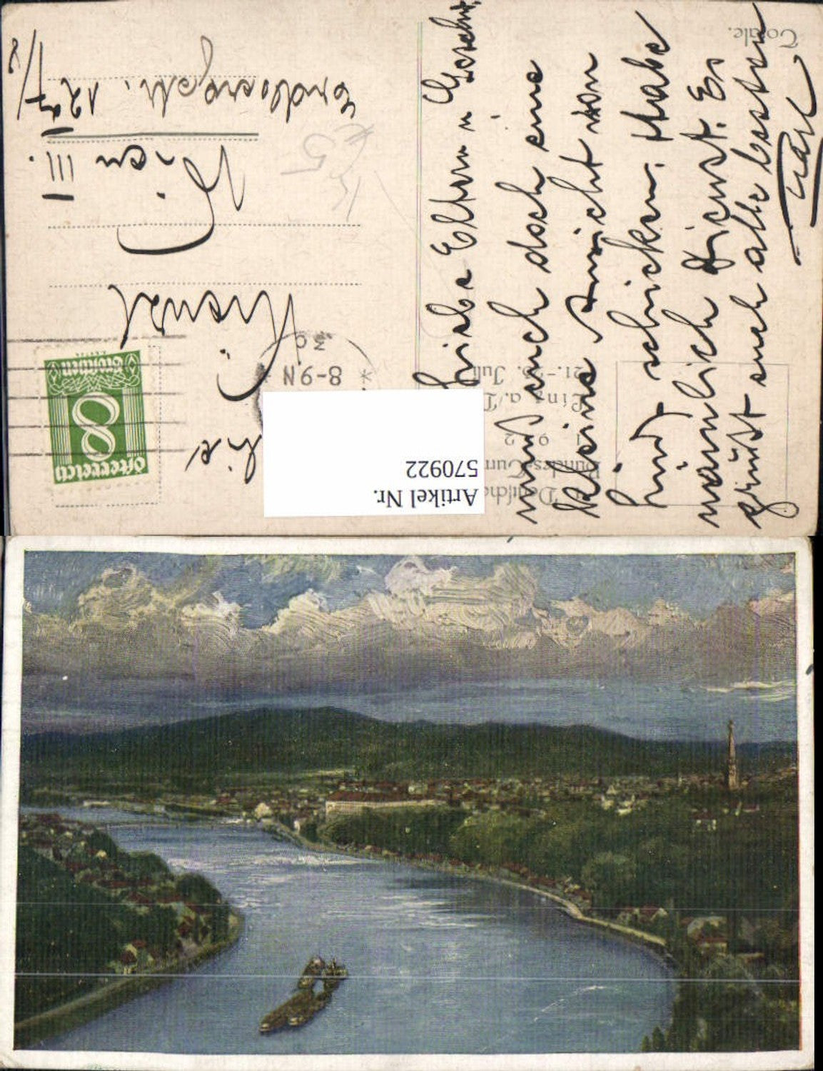 570922,Künstler Ak Linz a. d. Donau 1. Deut. Bundes-Turnfest 1922