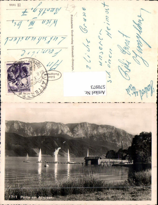 570973,Foto Ak Partie a. Attersee Segelboote Bootshaus pub Bährendt-Zwerger 1717