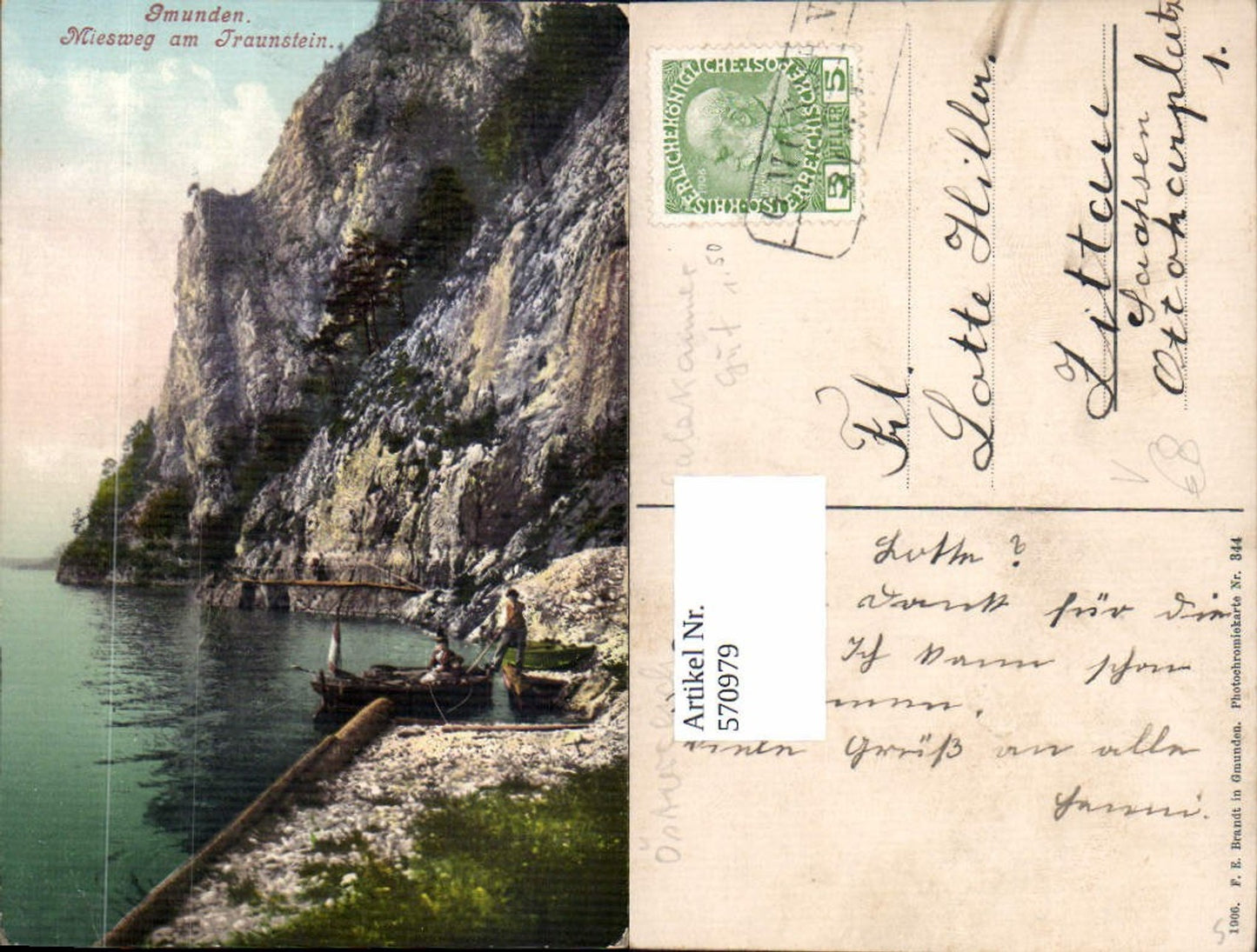 570979,Gmunden Miesweg a. Traunstein Boot pub F. E. Brandt 344