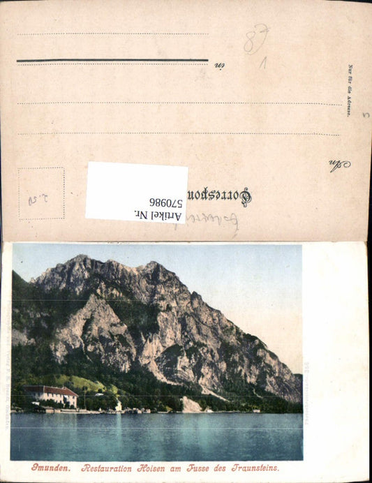 570986,Gmunden Restauration Hoisen a. Fusse des Traunsteins pub F. E. Brandt 366