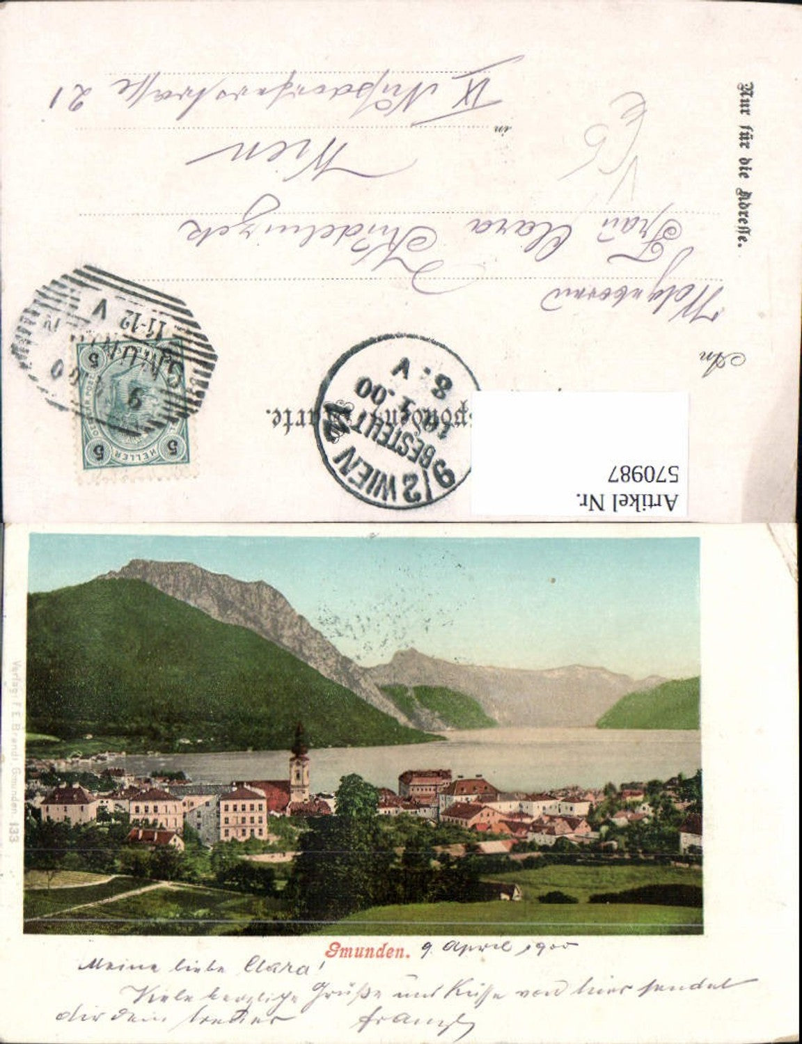 570987,Gmunden Ansicht 1900 pub F. E. Brandt 133