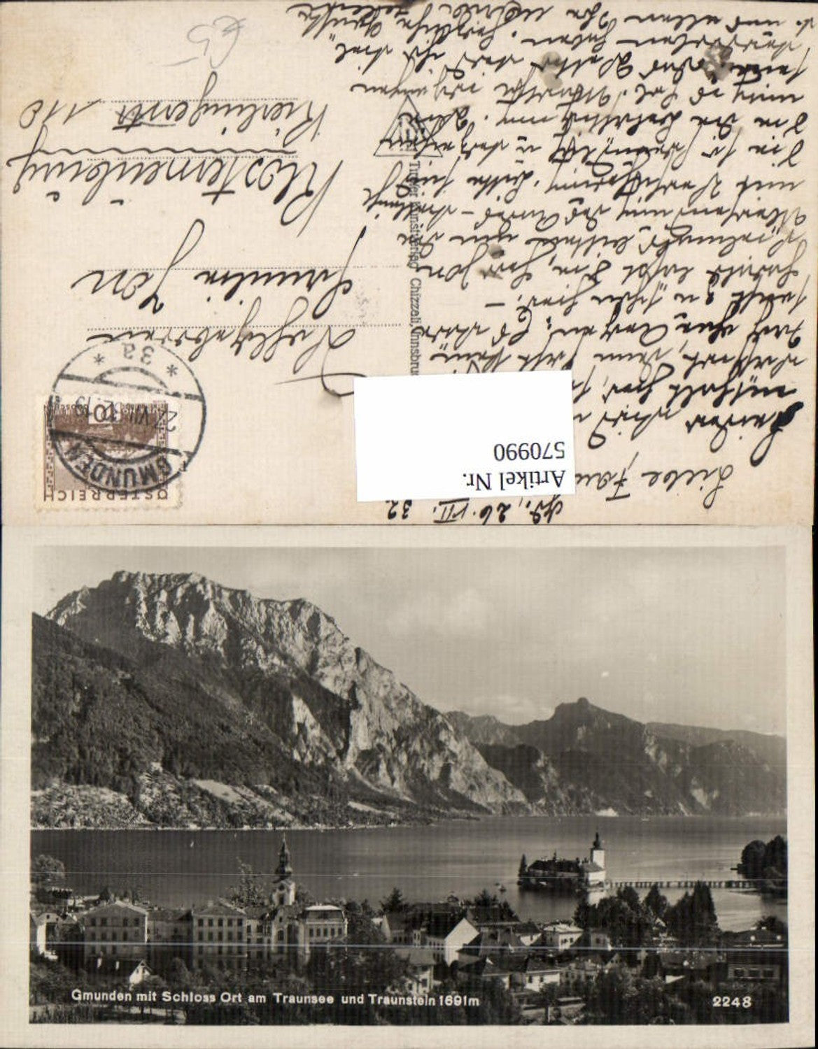 570990,Gmunden Schloss Ort a. Traunsee u. Traunstein