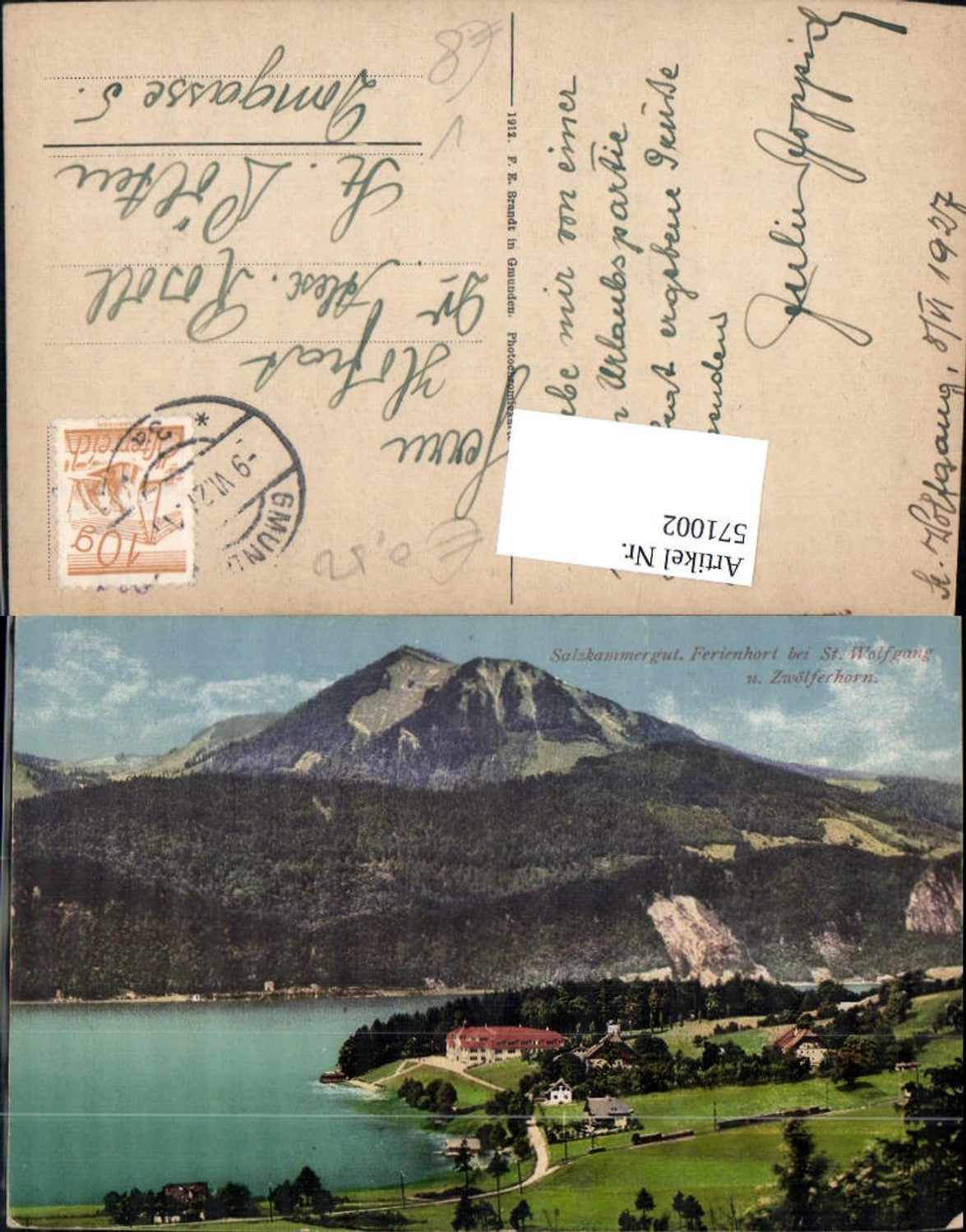 571002,St. Wolfgang im Salzkammergut Wolfgangsee Ferienhort u. Zwölferhorn pub F. E. Brandt 1121