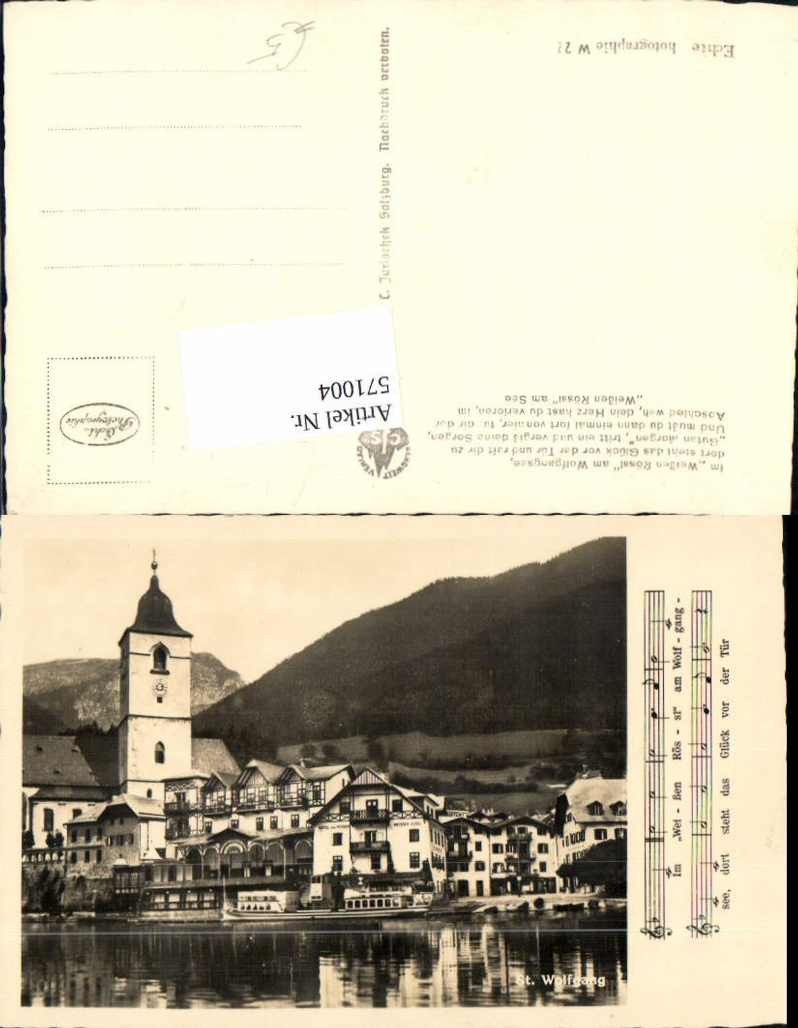 571004,Foto Ak St. Wolfgang im Salzkammergut Wolfgangsee Weißes Rößl Liedzeile