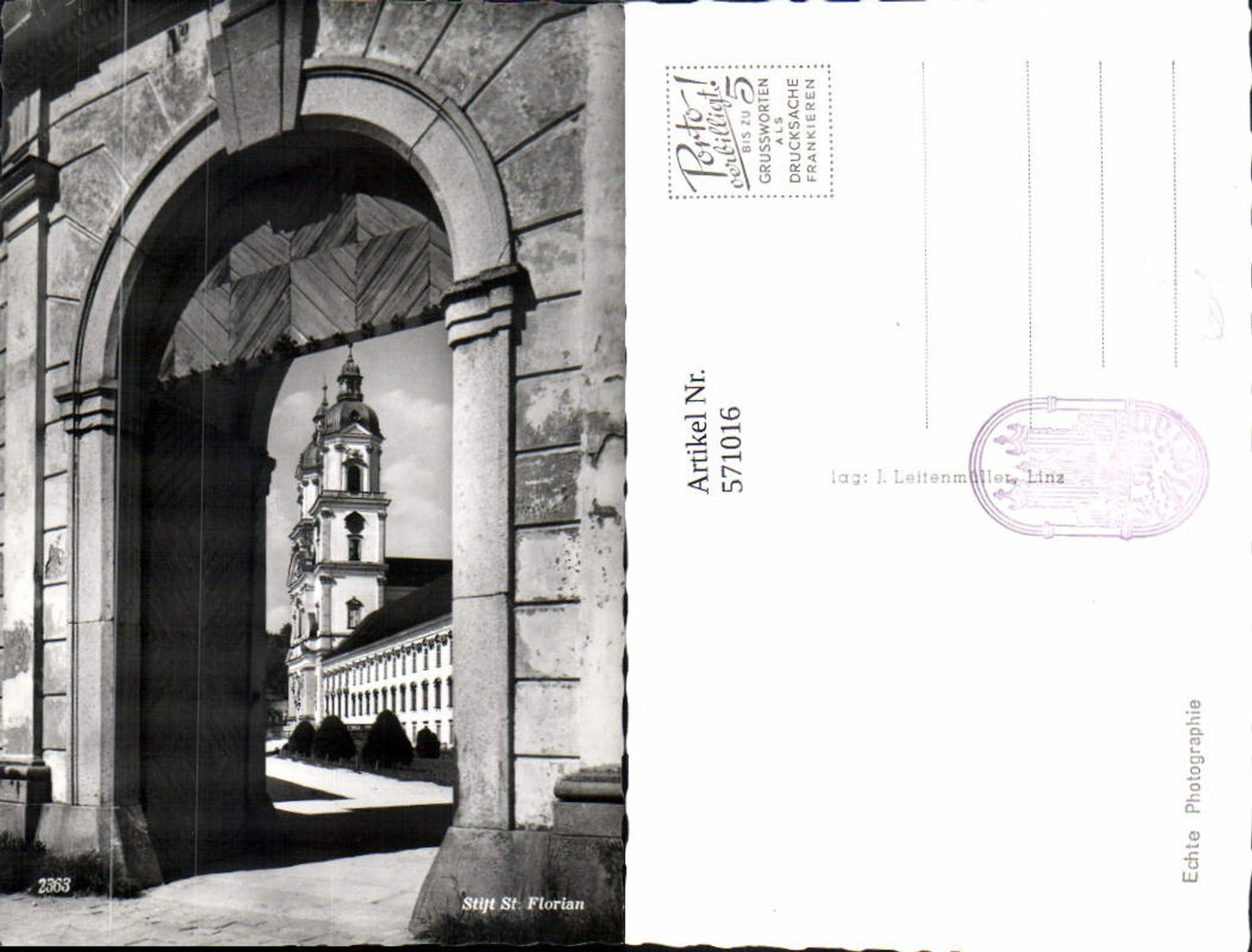 571016,Foto Ak St Florian Stift Eingang Torbogen