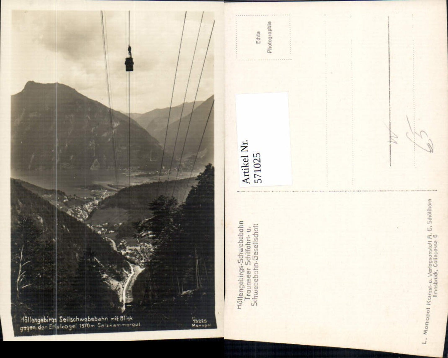 571025,Foto Ak Höllengebirge Seilbahn Feuerkogel Ebensee am Traunsee