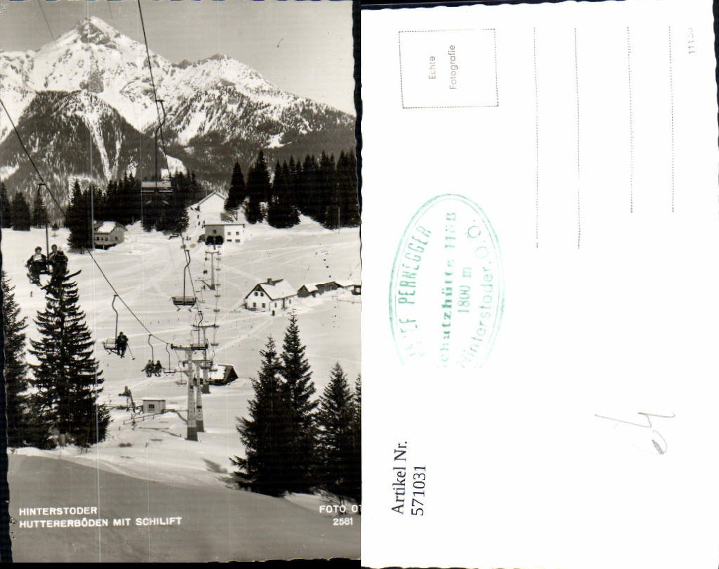 571031,Foto Ak Hinterstoder Huttererböden m. Schilift Skilift Wintersport