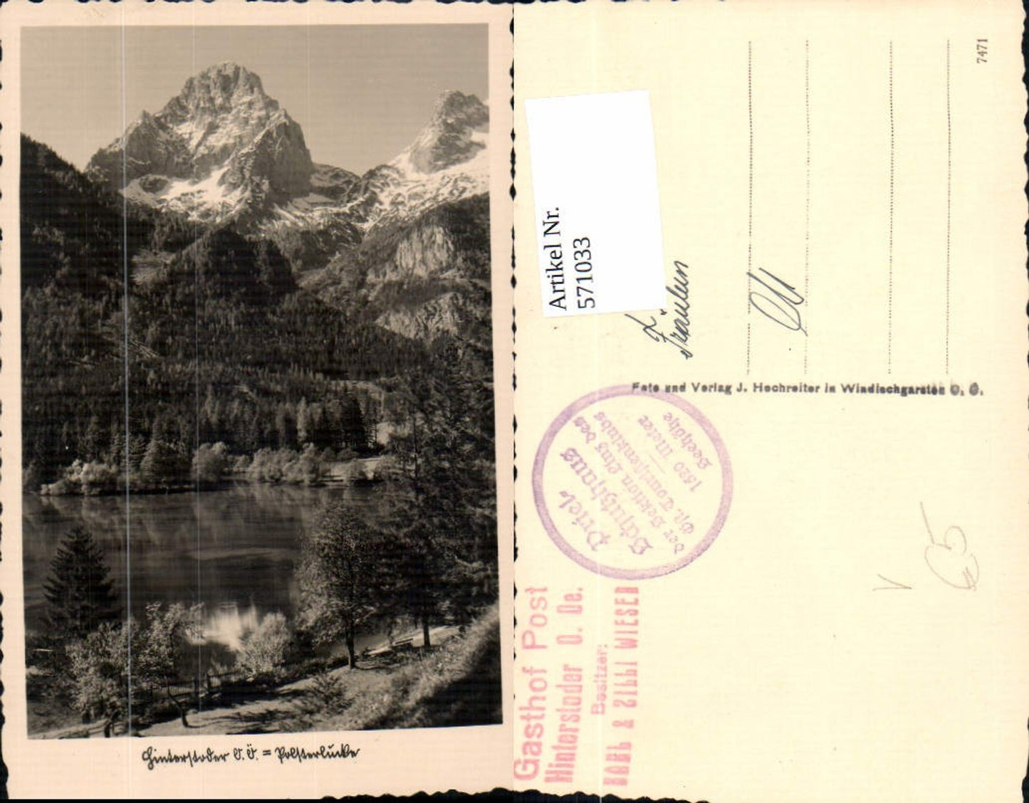 571033,Foto Ak Hinterstoder Polsterlucken pub J. Hochreiter