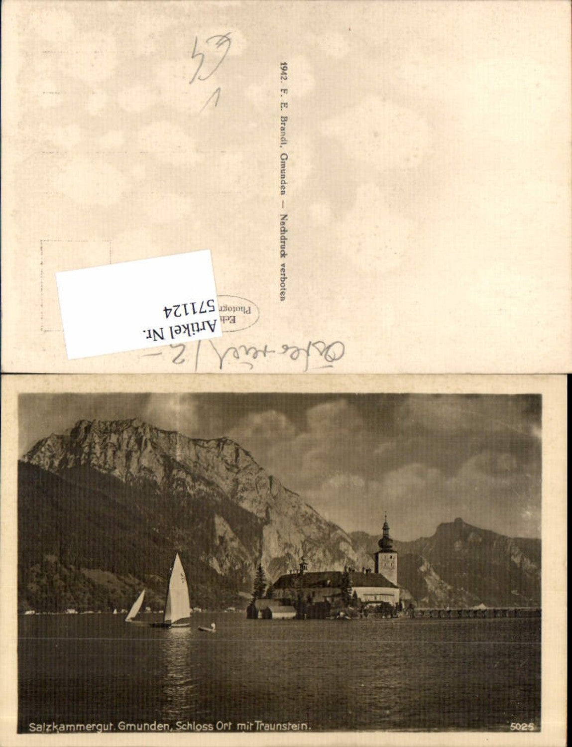 571124,Gmunden am Traunsee Schloss Orth Ort Salzkammergut Traunstein pub F.E. Brandt 5025