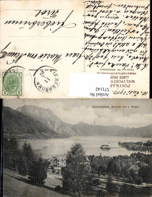 571142,Gmunden am Traunsee Schloss Orth Ort vom Kogel pub Würthle 2659