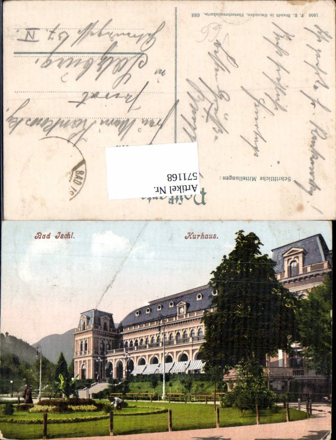 571168,Bad Ischl Kurhaus pub F. E. Brandt 688