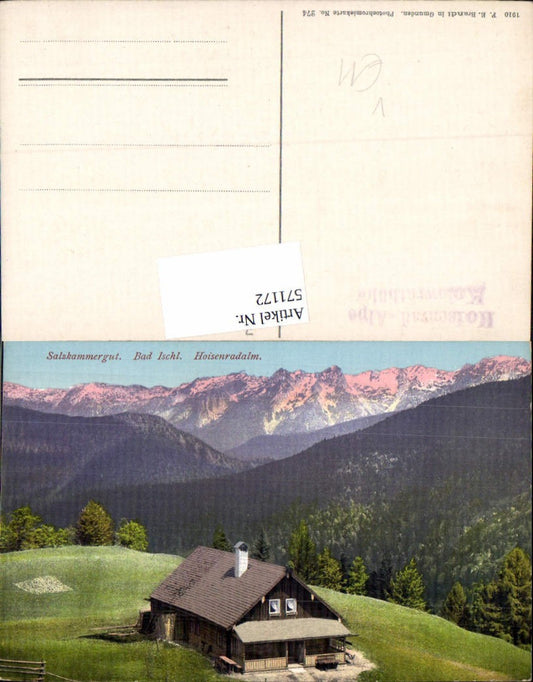 571172,Bad Ischl Hoisenradalm Kolowrathöhe pub F. E. Brandt 274