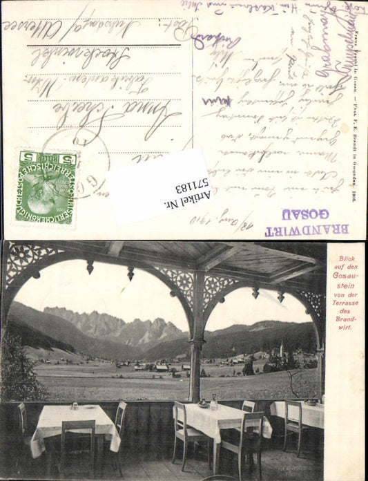 571183,Gosau Brandwirt Terrasse m. Gosaustein pub F. E. Brandt