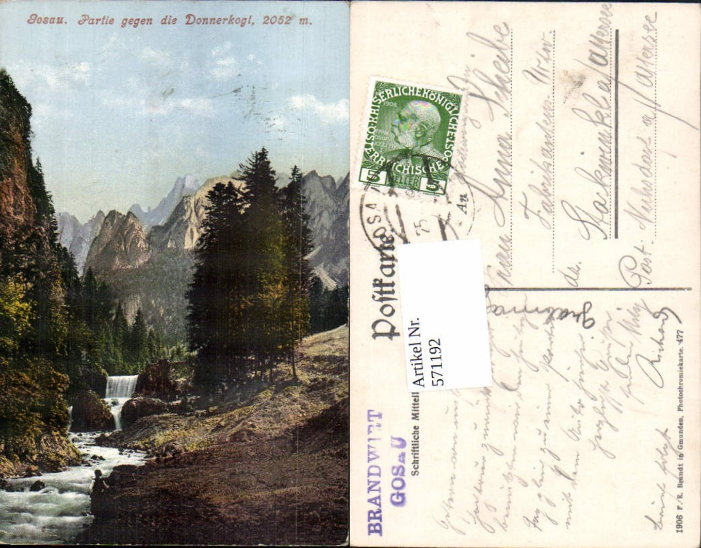 571192,Gosau Partie gegen Donnerkogl pub F. E. Brandt 477