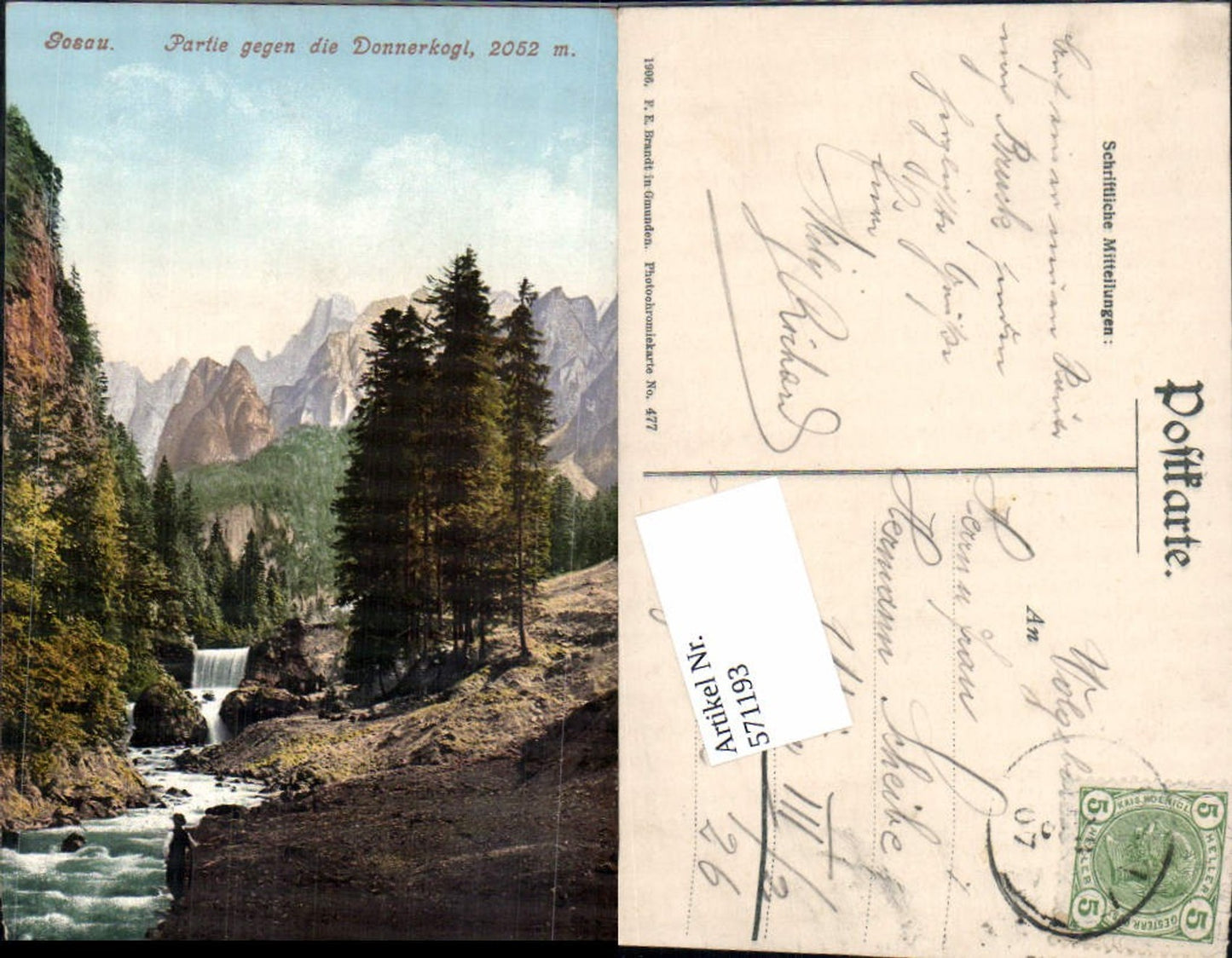 571193,Gosau Partie gegen die Donnerkogln pub F. E. Brandt 477