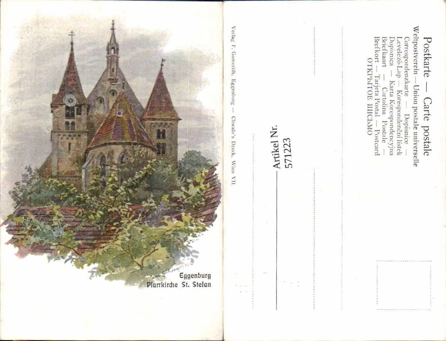 571223,Künstler AK Hans Götzinger Eggenburg Pfarrkirche St. Stefan