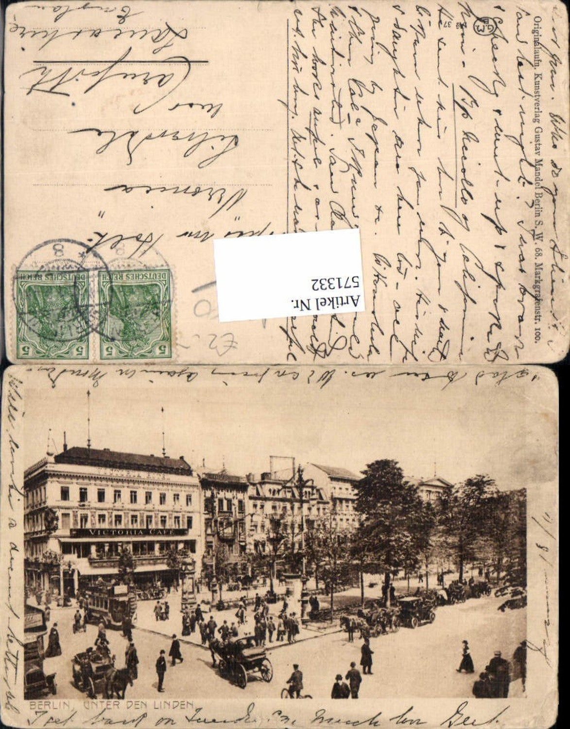 571332,Berlin Unter den Linden Kutsche Leute Victoria Cafe