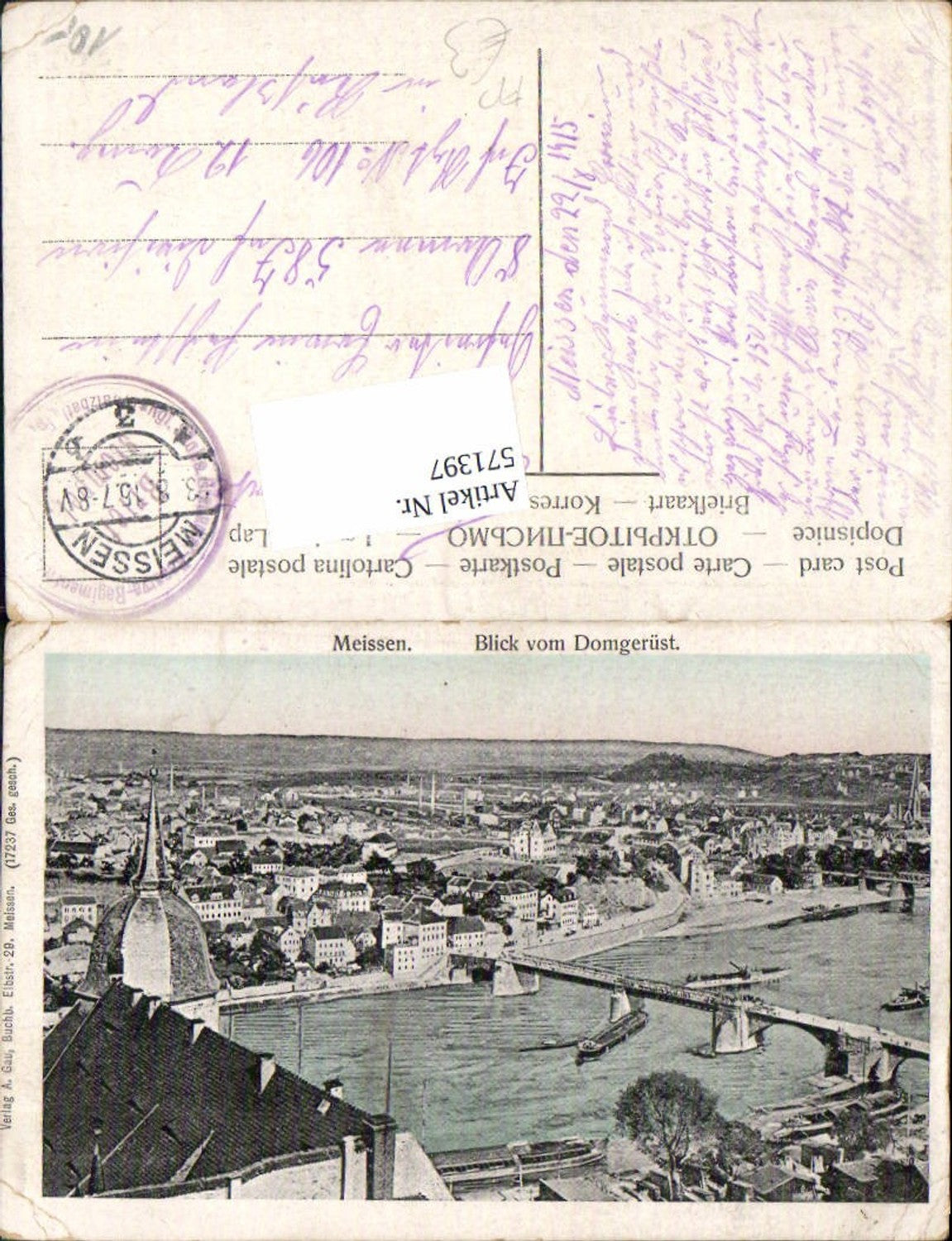 571397,Meissen Blick v. Domgerüst Feldpost Grenadier Reserve Regiment