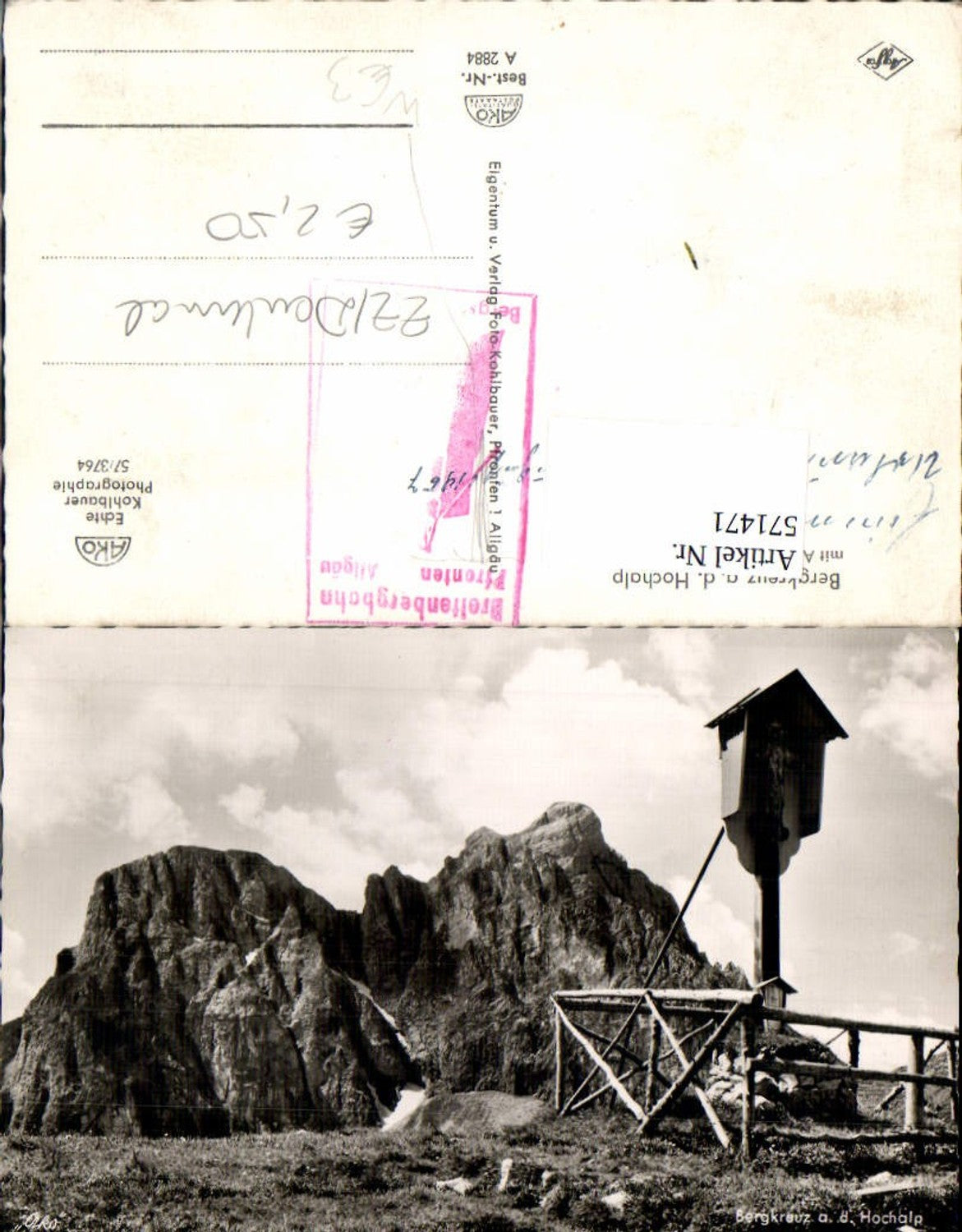 571471,Foto Ak Bergkreuz a. d. Hochalp Aggenstein Allgäu Pfronten
