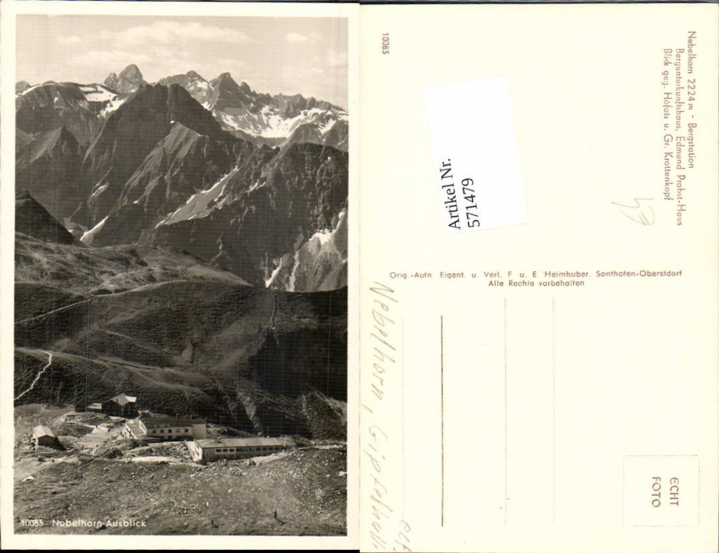 571479,Oberstdorf Nebelhorn Bergstation Edmund-Probst-Haus Blick geg. Höfats