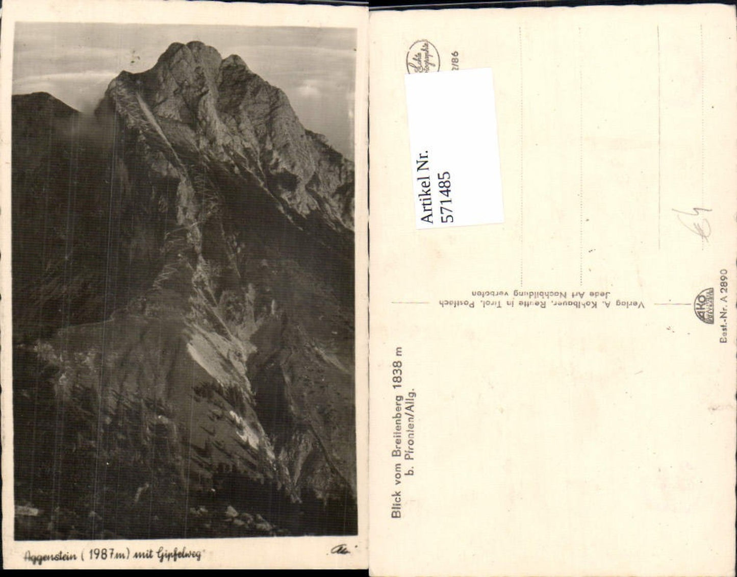 571485,Foto Ak Blick v. Breitenberg Pfronten Allgäu