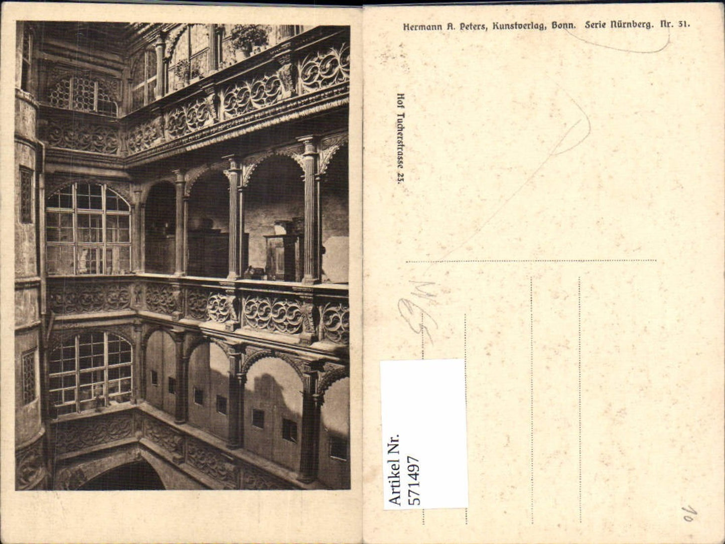 571497,Nürnberg Hof Tucherstraße 23 Gebäude Fassade kunstvoll
