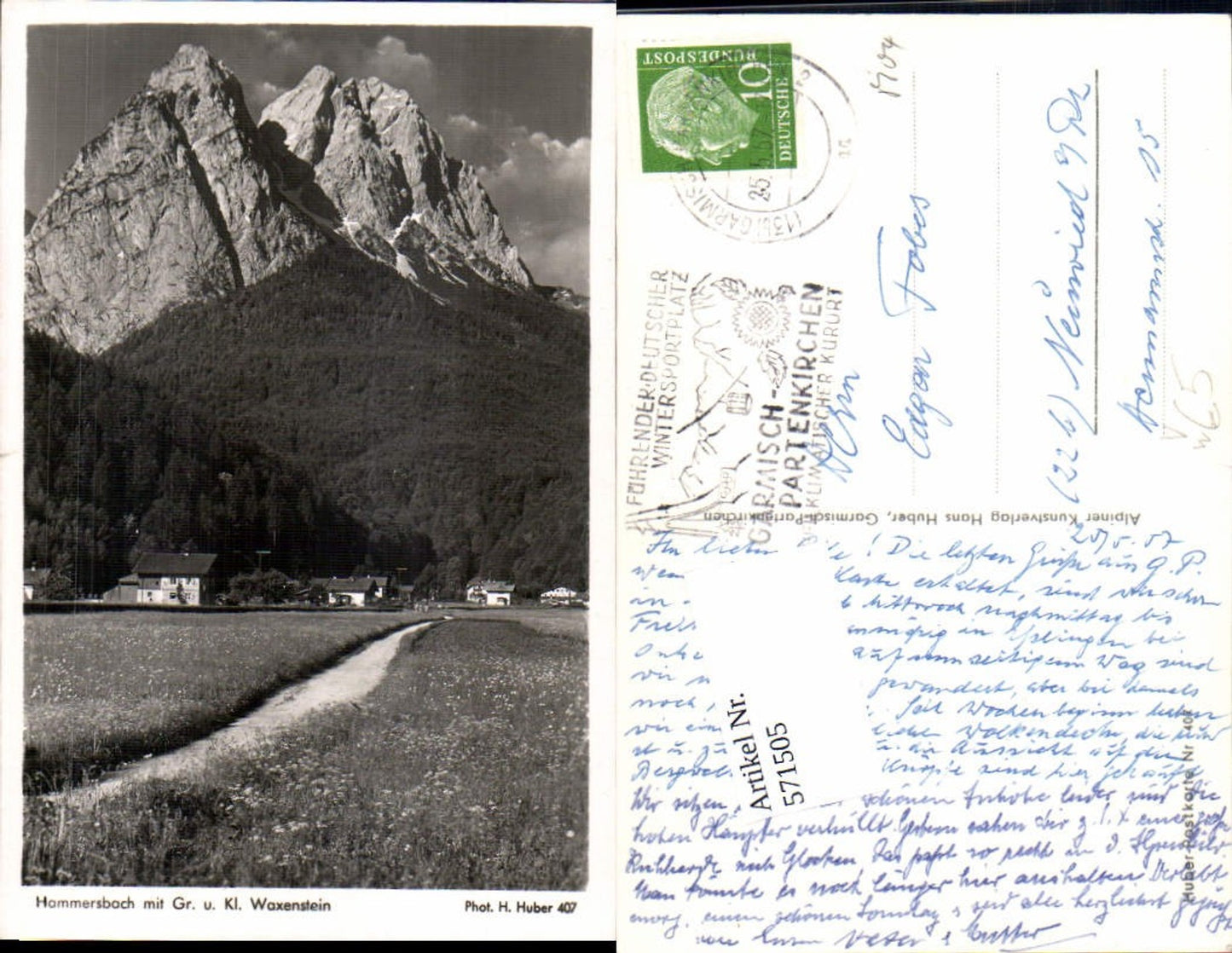 571505,Grainau Hammersbach m. Gr. u. Kl. Waxenstein pub Hans Huber 407