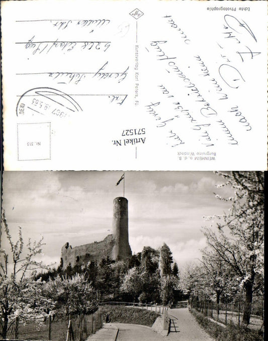 571527, Photo Ak Weinheim on the Bergstrasse Hirschberg on the Bergstrasse Windeck Castle Ruins