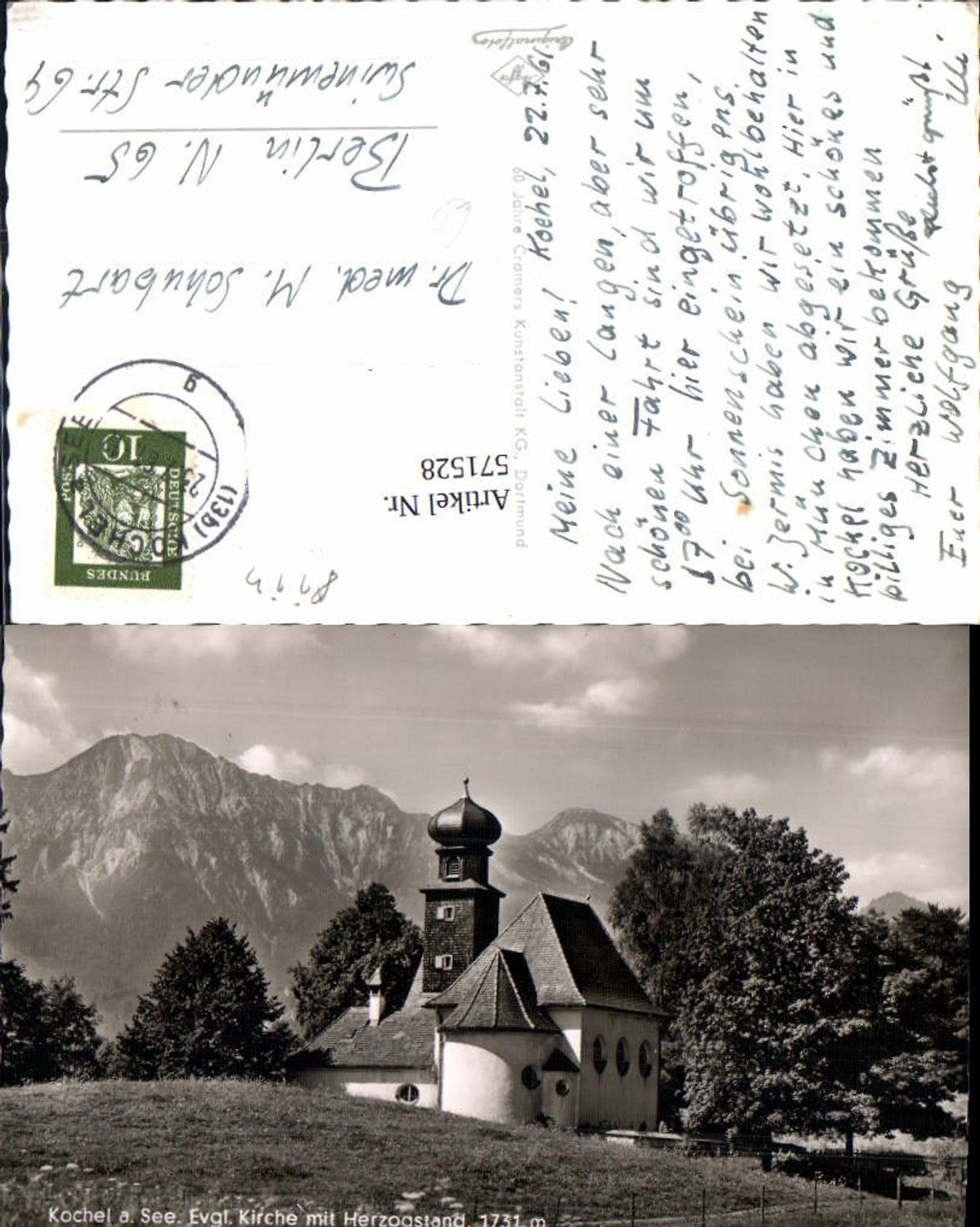 571528,Kochel a. See Evgl. Kirche m. Herzogstand
