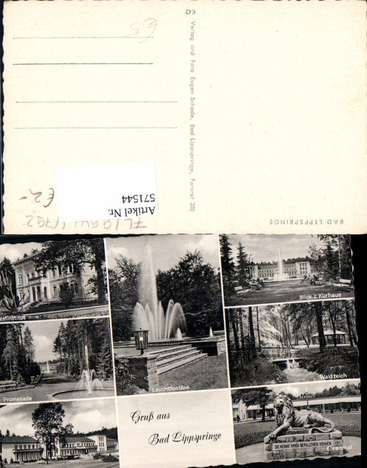 571544,Mehrbild Ak Bad Lippspringe Testinstitut Kurhaus Waldteich