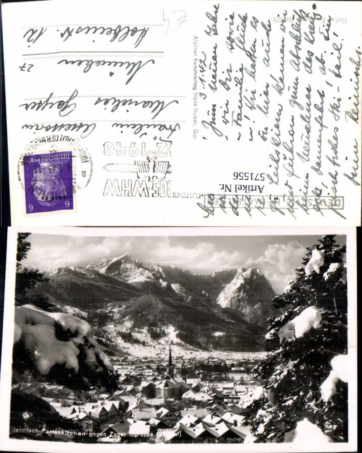 571556,Garmisch-Partenkirchen geg. Zugspitzgruppe Winteransicht