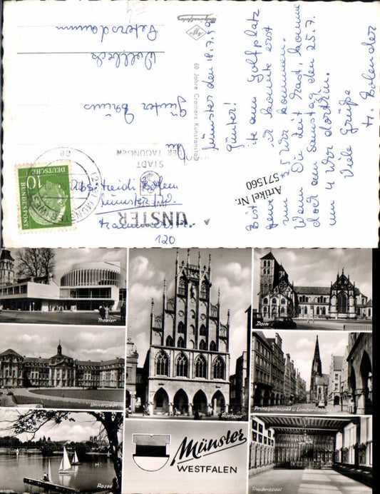 571560,Mehrbild Ak Münster Westfalen Theater Dom Friedenssaal
