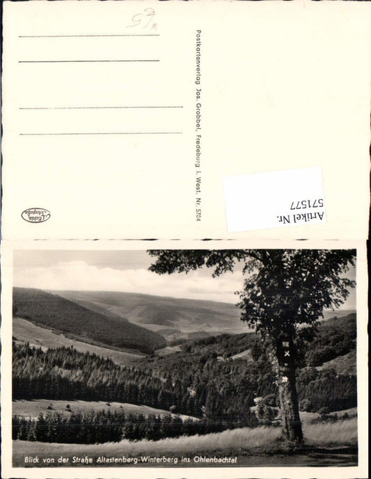 571577,Foto Ak Blick v. d. Straße Altastenberg Winterberg ins Ohlenbachtal