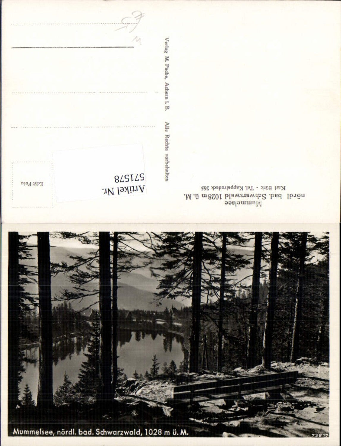 571578,Foto Ak Mummelsee Schwarzwald Seebach Baden
