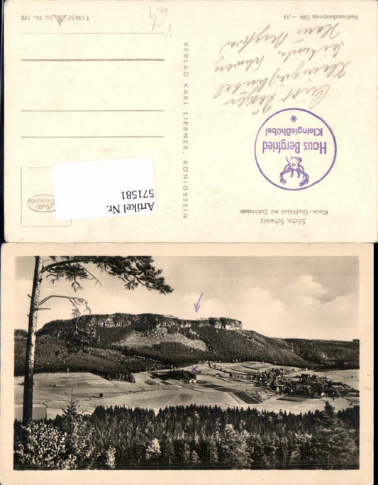 571581,Foto Ak Kleingießhübel Reinhardtsdorf-Schöna m. Zschirnstein pub Karl Liebner