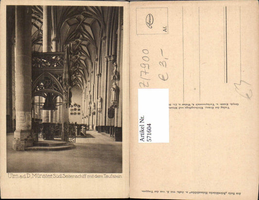 571604, Ulm on the Danube, Münster, South aisle with baptismal font