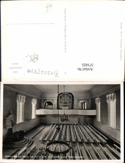 571655, Photo Ak Königsfeld in the Black Forest Church hall of the Evangelical Brethren community