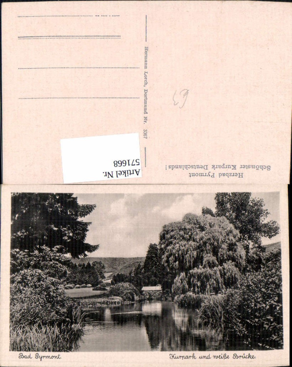 571668,Herzbad Pyrmont Bad Pyrmont Kurpark u. Weiße Brücke