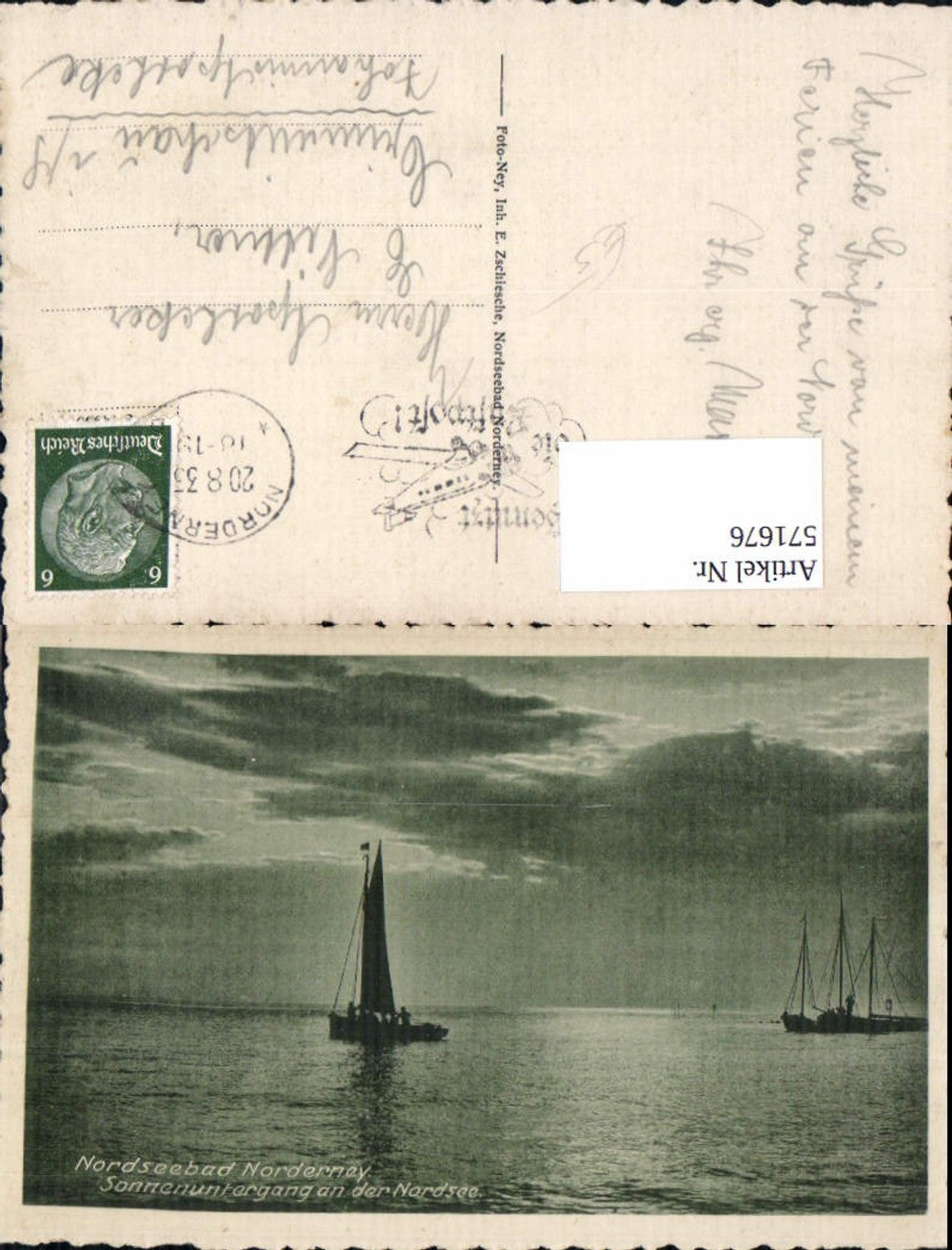571676,Nordseebad Norderney Sonnenuntergang a. d. Nordsee Segelboot Segeln