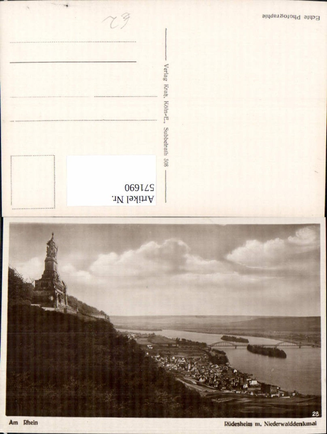 571690,Foto Ak Rüdesheim am Rhein m. Niederwalddenkmal