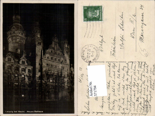 571794,Leipzig bei Nacht Neues Rathaus