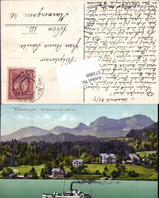 571869,tolle AK Stockwinkel am Attersee Unterach Dampfer pub Brandt 517