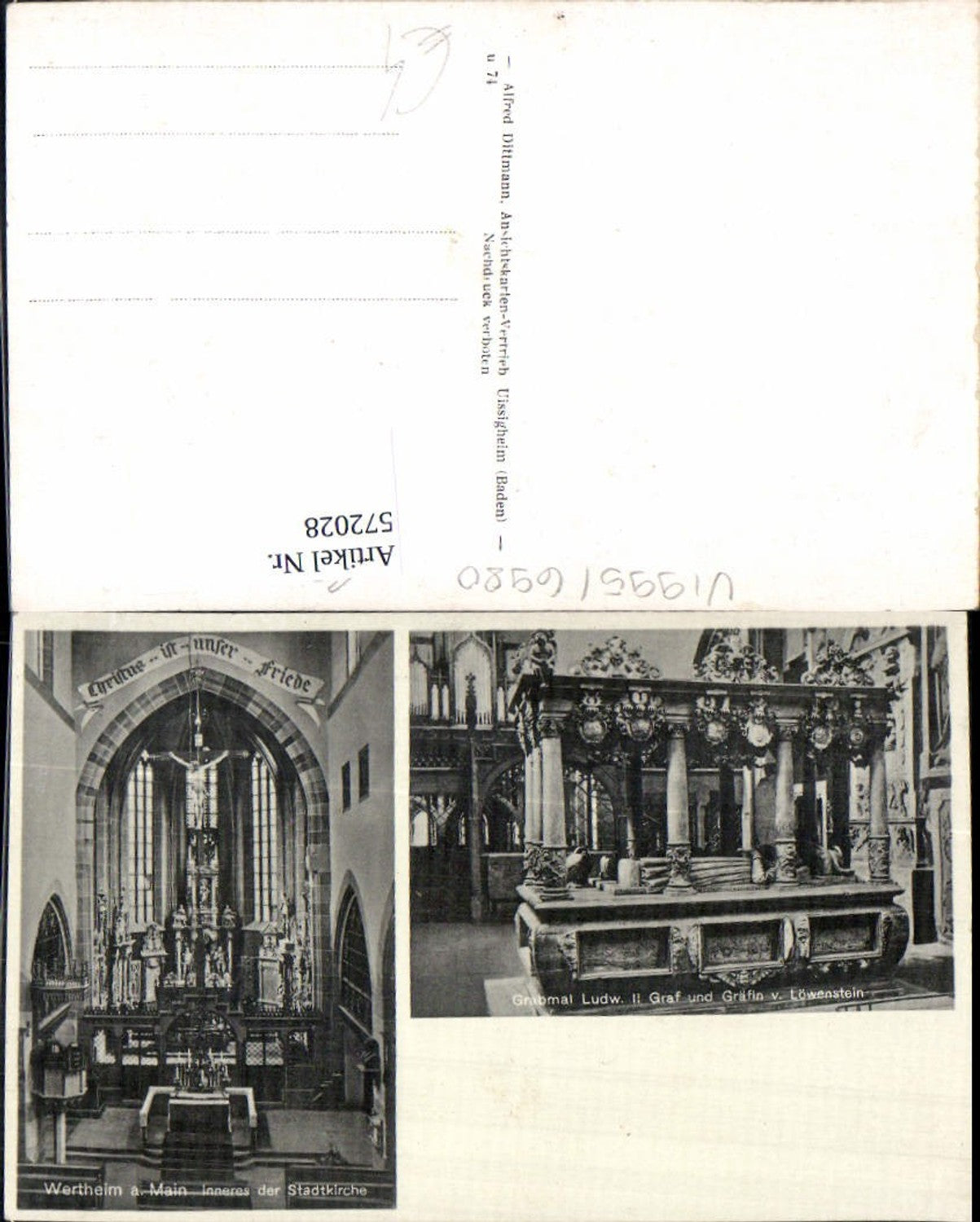 572028,Wertheim am Main Inneres der Stadtkirche Grabmal Ludwig II Graf und Gräfin von Löwenstein