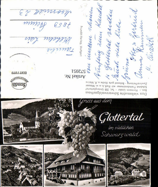 572051, Multi-image postcard Glottertal Southern Black Forest Wine Sanatorium Church Inn "Z. Goldenen Engel"