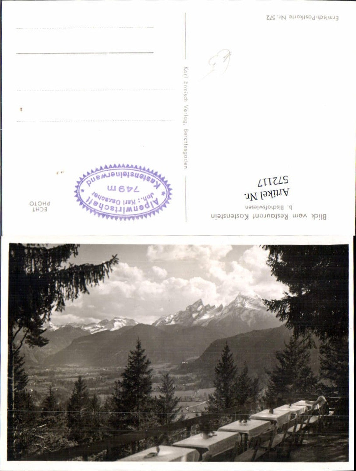 572117,Foto Ak Bei Bischofswiesen Blick v. Restaurant Kastenstein