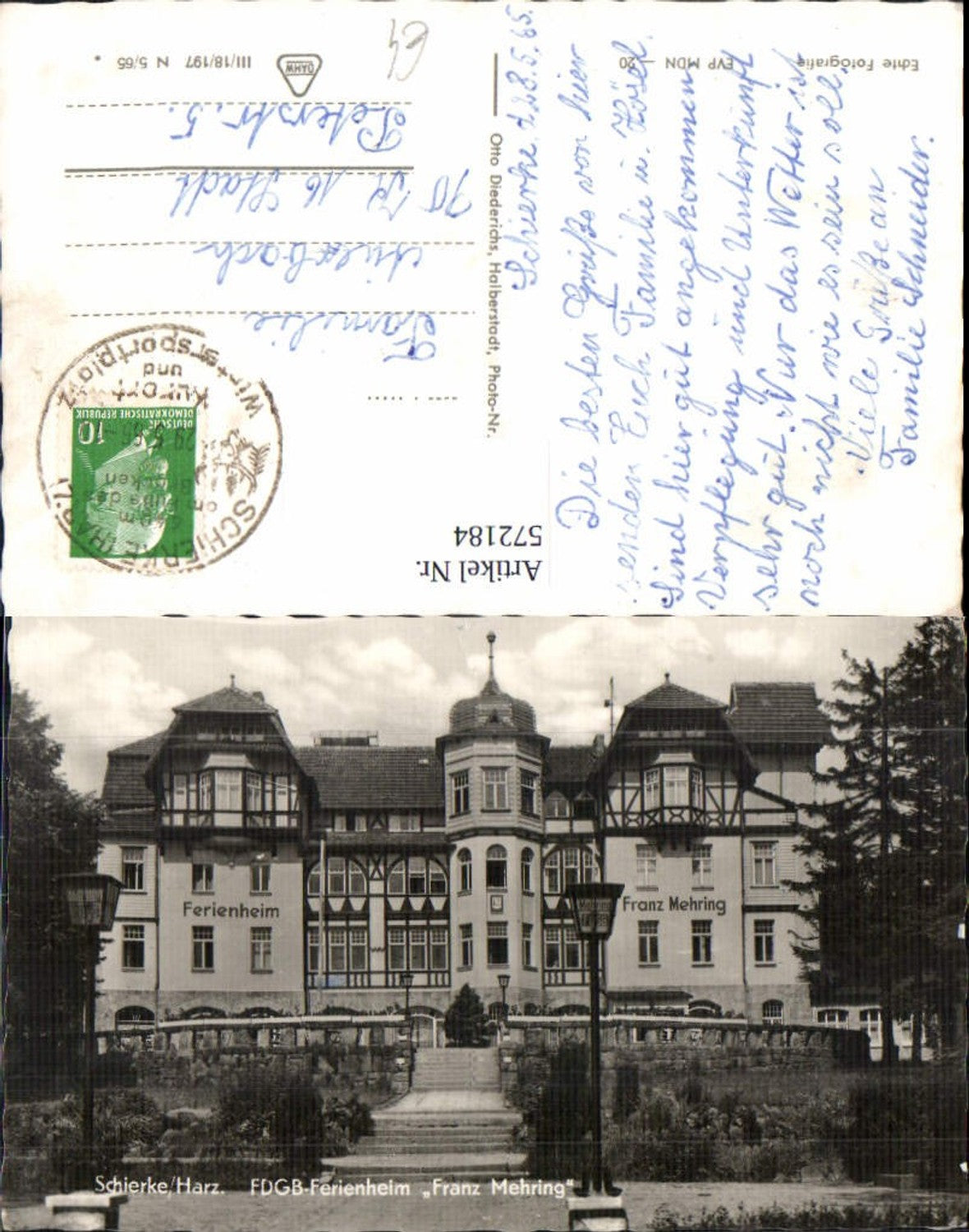 572184,Foto Ak Schierke Harz Wernigerode FDGB Ferienheim Franz Mehring