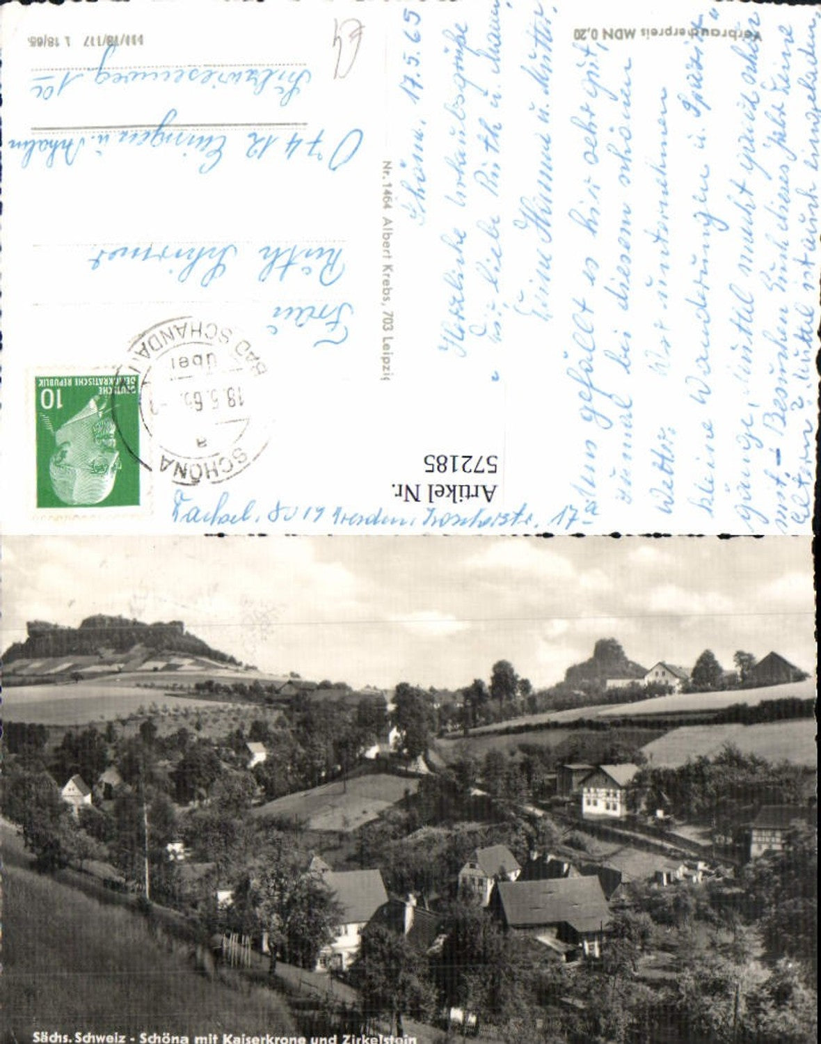 572185, Photo Ak Saxon Switzerland Reinhardtsdorf-Schöna Schöna with Imperial Crown and Zirkelstein