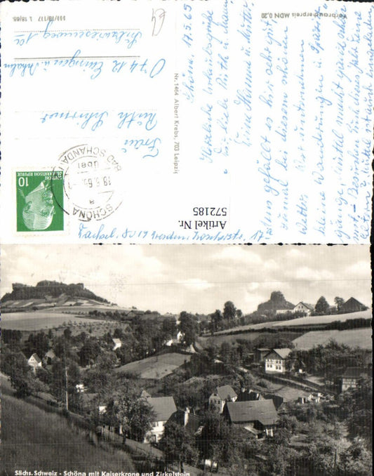 572185,Foto Ak Sächsische Schweiz Reinhardtsdorf-Schöna Schöna m. Kaiserkrone u. Zirkelstein