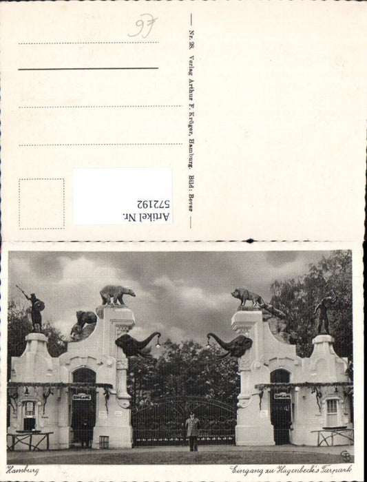 572192,Hamburg Eingang zu Hagenbecks Tierpark Zoo Tiergarten Tiere