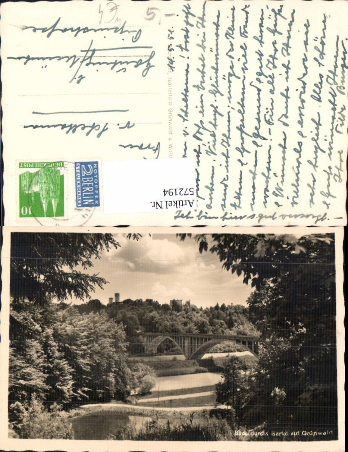 572194,Foto Ak Blick durschs Isartal auf Grünwald München